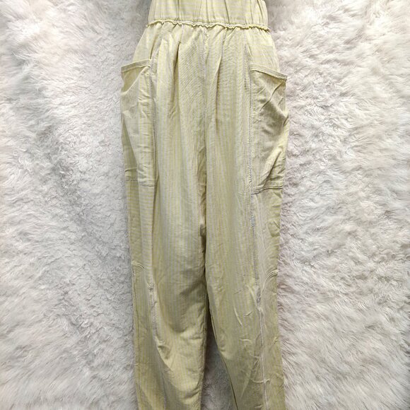 Free People Intimately Women's Yellow Stripped Waist Band Cotton Pants XS - Picture 1 of 8